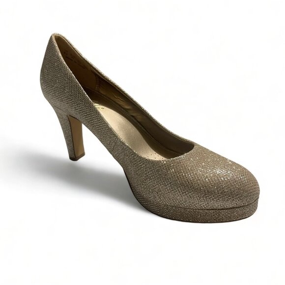 Aukis Women's Sparkly Gold High Heels - Size 9.5 - Picture 6 of 15